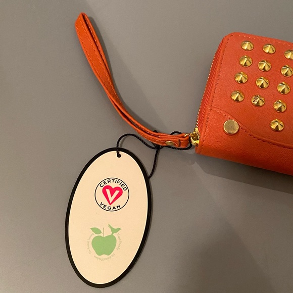 NWT Urban Expressions Orange Studded Zip Wallet Vegan - Picture 3 of 7